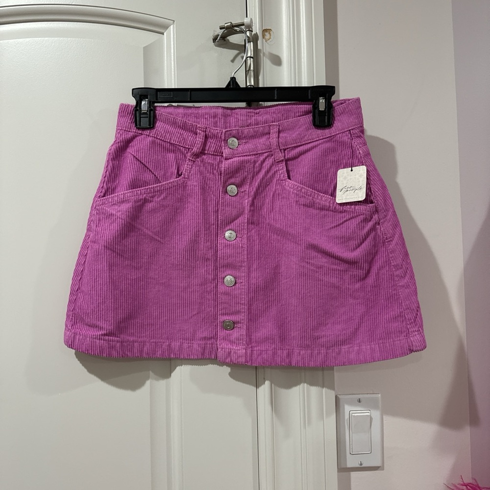 Free People pink corduroy mini skirt